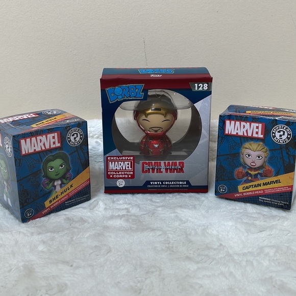 Funko Marvel Iron Man Dorbz and She Hulk/Captain Marvel Mystery Minis BUNDLE - Picture 1 of 10